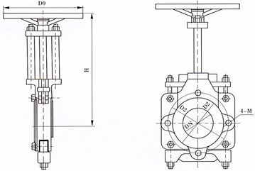 ZT9928手動漿料閘閥結(jié)構示意圖 ZT9928手動漿料閘閥結(jié)構示意圖