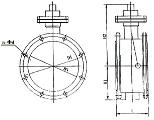 HH49型微阻緩閉蝶式止回閥結構示意圖 HH49型微阻緩閉蝶式止回閥結構示意圖