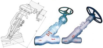 高溫高壓電動直流式對焊截止閥結構示意圖